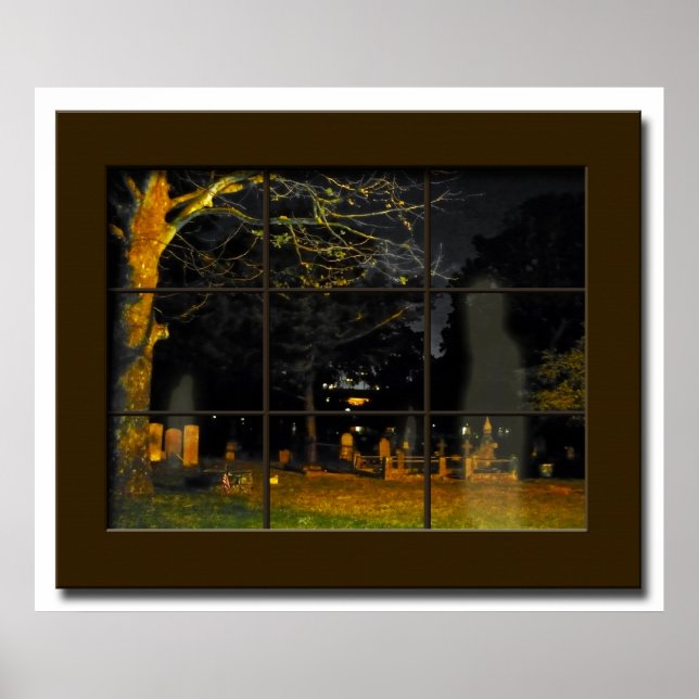 Fake Window Graveyard Halloween Prop Haunted House Poster (Framsidan)
