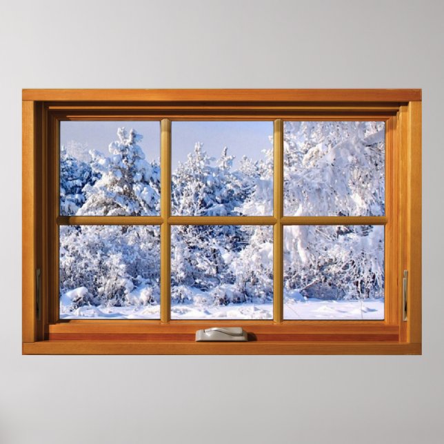 Fake Window Illusion - färska Snö-vyn Poster (Framsidan)