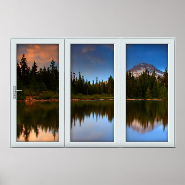 Fake Window Illusion - Mountain Reflection VIew Poster (Framsidan)