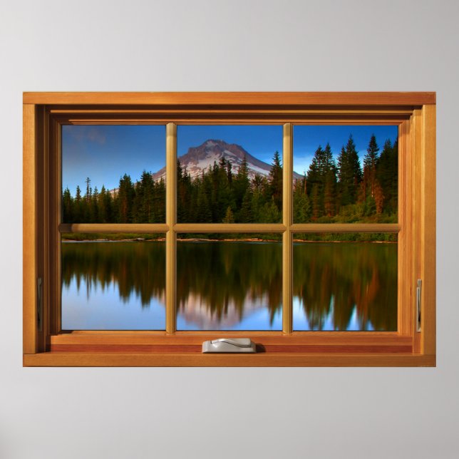 Fake Window Illusion - Mountain Reflection VIew Poster (Framsidan)