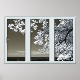 Fake Window Illusion - Ominous White Blommars Post Poster