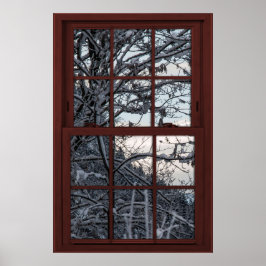 Fake Window - Illusion - Winter Skogen View 1 av 2 Poster