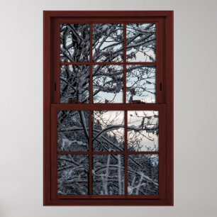Fake Window - Illusion - Winter Skogen View 1 av 2 Poster