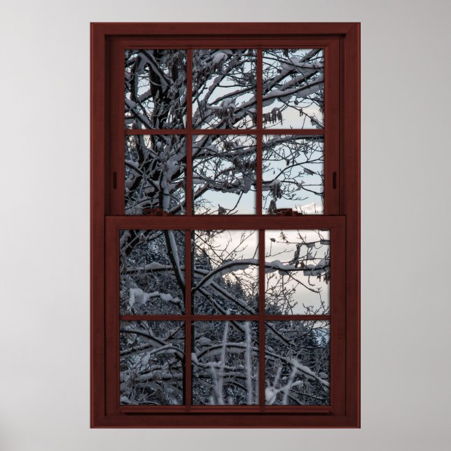 Fake Window - Illusion - Winter Skogen View 1 av 2 Poster (Framsidan)