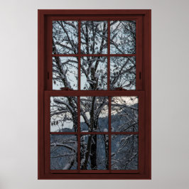 Fake Window - Illusion - Winter Skogen View 2 av 2 Poster