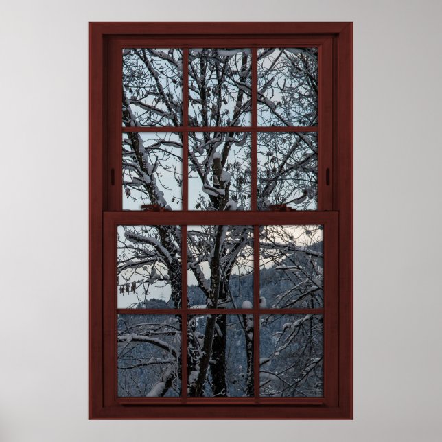 Fake Window - Illusion - Winter Skogen View 2 av 2 Poster (Framsidan)