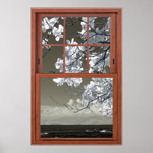 Fake Window - Ominous White Flower Blommars Poster (Framsidan)