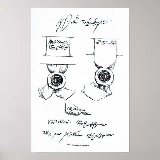 Fakor på William Shakespeares namnteckning Poster (Framsidan)