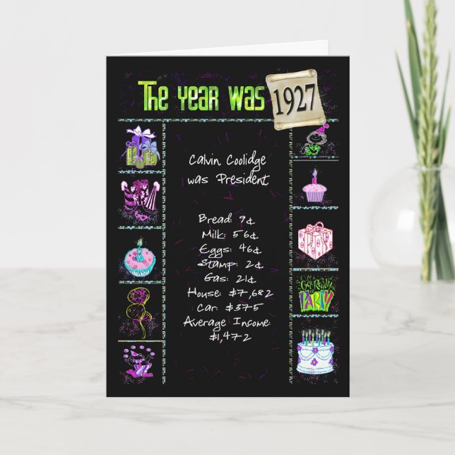 Fakta 1927 för småsaker för födelsedagårsroligt kort (Framsida)