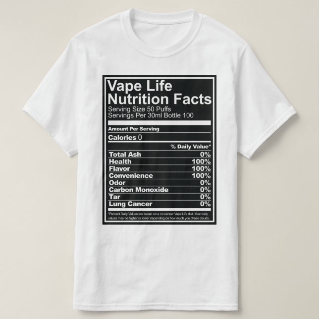 Fakta för Vape livnäring T Shirt (Design framsida)