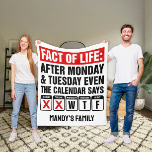 Fakta om Livskalender Säger WTF Humor Fleecefilt