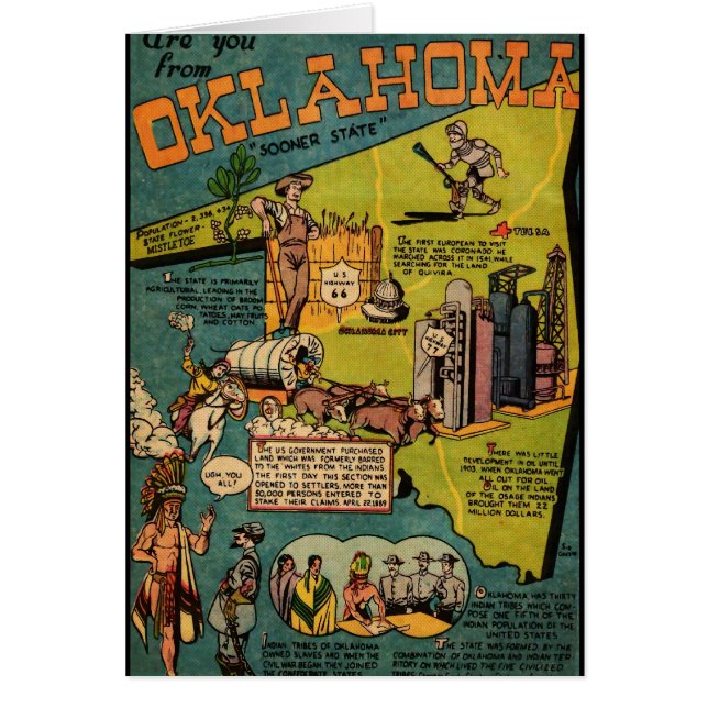 Fakta om Oklahoma Hälsningskort (Framsidan)