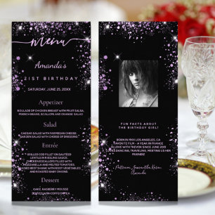Fakta om svart lila glitter roligt reklamkort