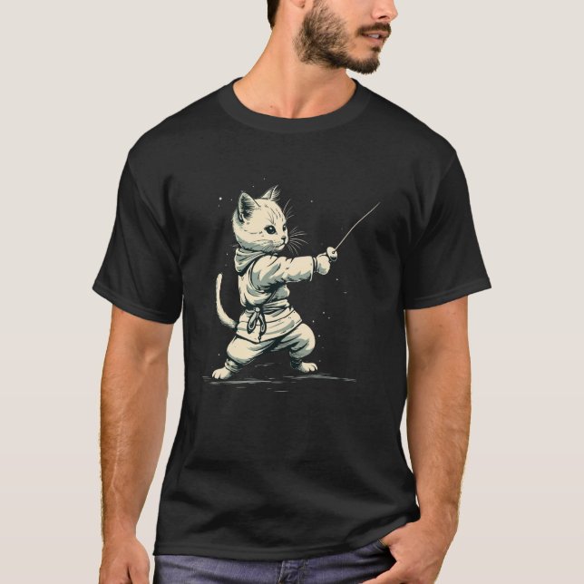 Fäktande katt om fäktning t shirt (Framsida)