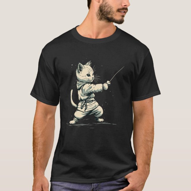 Fäktande katt om fäktning t shirt (Framsida)