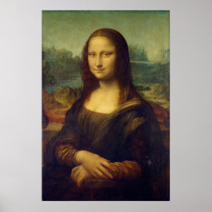 Faktisk Storlek för Mona Lisa-målning på arbetsyta Poster