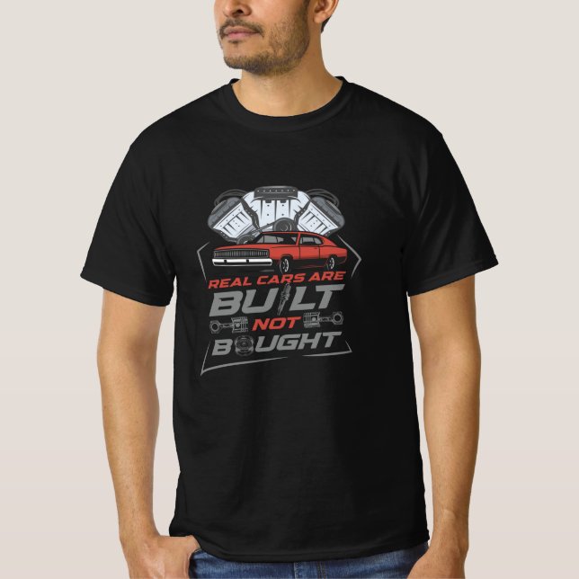 Faktiska bilar Byggs inte med bil-justeringstunnar T Shirt (Framsida)