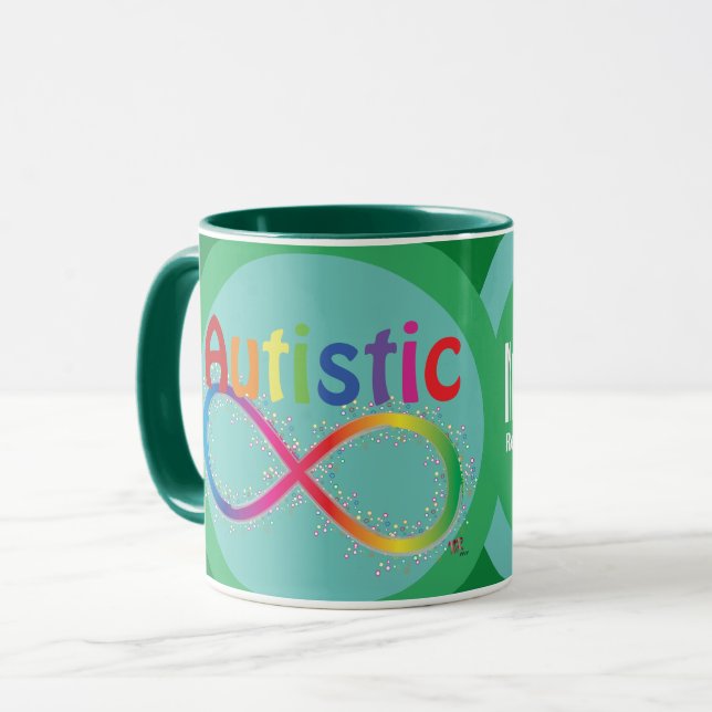 Faktiskt autistiskt Rainbow Infinity Coffee Mugg (Framsida vänster)