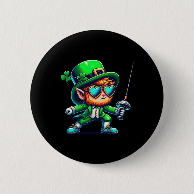 Fäktning Leprechaun Barn Mäns Kvinnors St Patricks Knapp (Framsida)