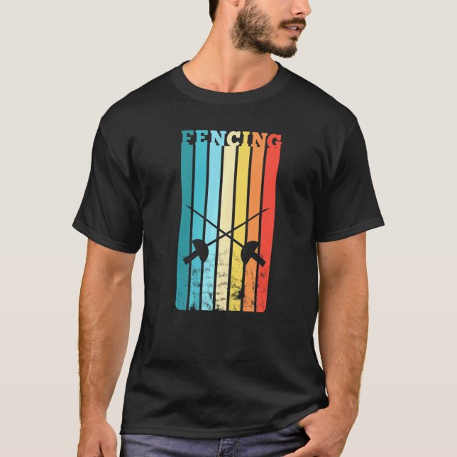 Fäktning Retro Svärd Sabel Fäktare T Shirt (Framsida)