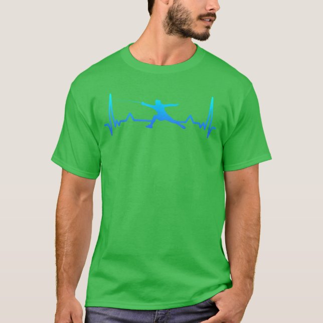Fäktning Sabel Hjärtfrekvenslinje Pappa Present ro T Shirt (Framsida)