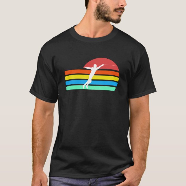 Fäktning Sinsemellan Mig Blod Retro Stil Solnedgån T Shirt (Framsida)