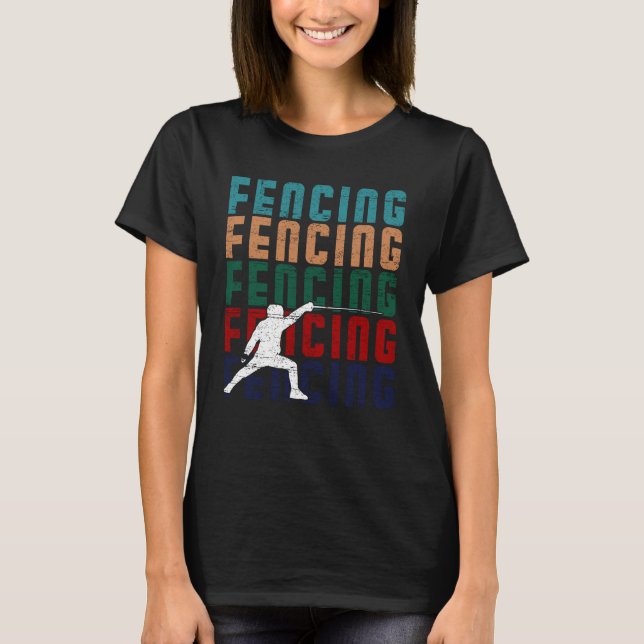 Fäktning Vintage Retro Design Fäktare T Shirt (Framsida)