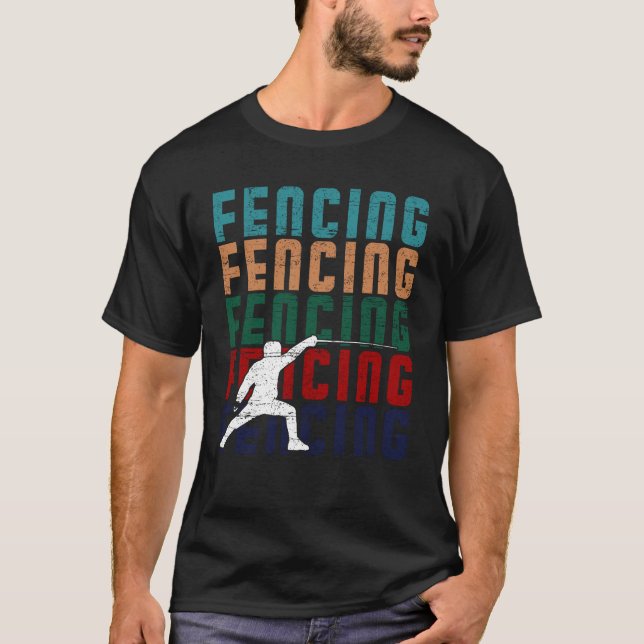 Fäktning Vintage Retro Design Fäktare T Shirt (Framsida)