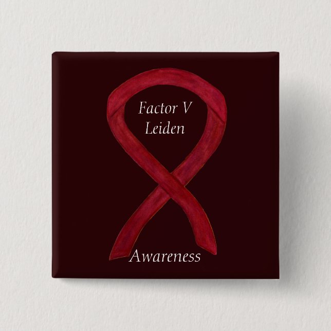 Faktor V Leiden Awareness Ribbon Anpassningsbar Pi Knapp (Framsida)