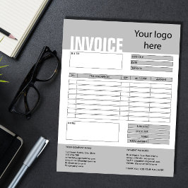 Fakturablankett Affärsbudgivning Lägg till logotyp Anteckningsblock