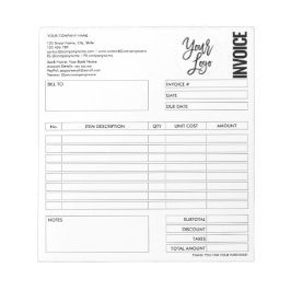 Fakturablankett Affärsbudgivning Lägg till logotyp Anteckningsblock