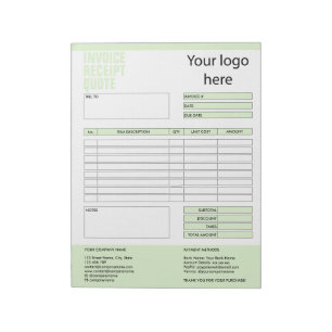 Fakturablankett för företagsbud Add Logo Notepad Anteckningsblock
