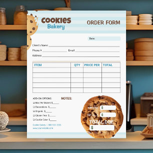 Fakturaformulär för cookies för bokningsorder anteckningsblock
