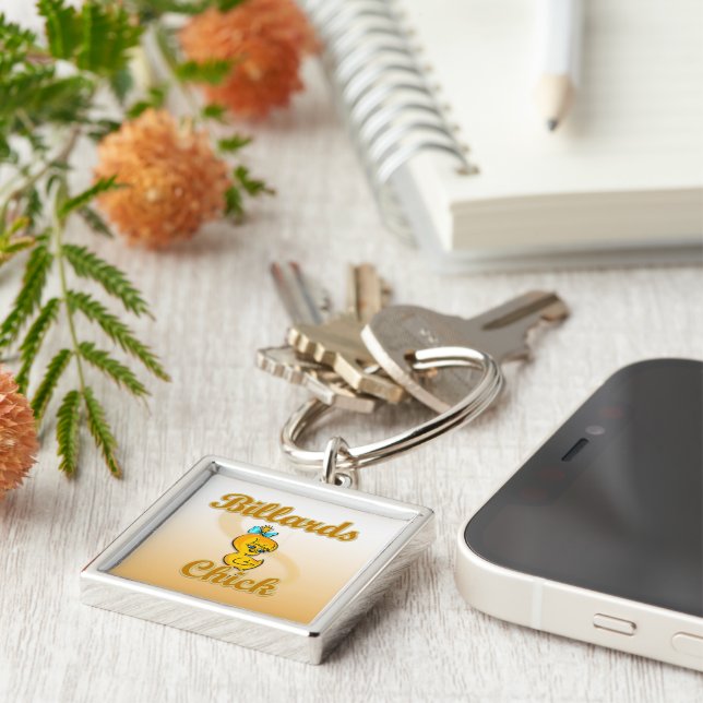 FakturarChick Fyrkantig Silverfärgad Nyckelring (Sidan)