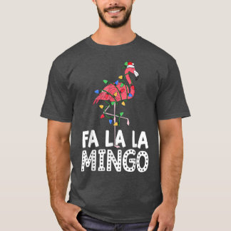 FaLa Mingo Julafton Party Flamingo Santa Ljus Paja T Shirt