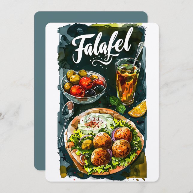 Falafel Hummus Feast: Organiskt hälsosamt ح م ص ف  Inbjudningar (Fram/baksida)