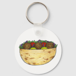Falafel Pita Sandwich Food Foodie Gift Keychain Nyckelring