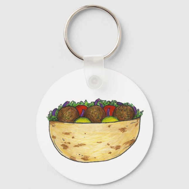 Falafel Pita Sandwich Food Foodie Gift Keychain Nyckelring (Framsida)