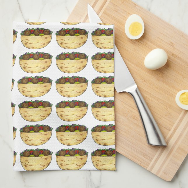 Falafel Pita Sandwich Food Foodie Print Towel Kökshandduk (Vikt i Fjärdedel)