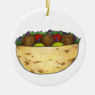 Falafel Stuffed Pita Sandwich Mediterranean Food Julgransprydnad Keramik