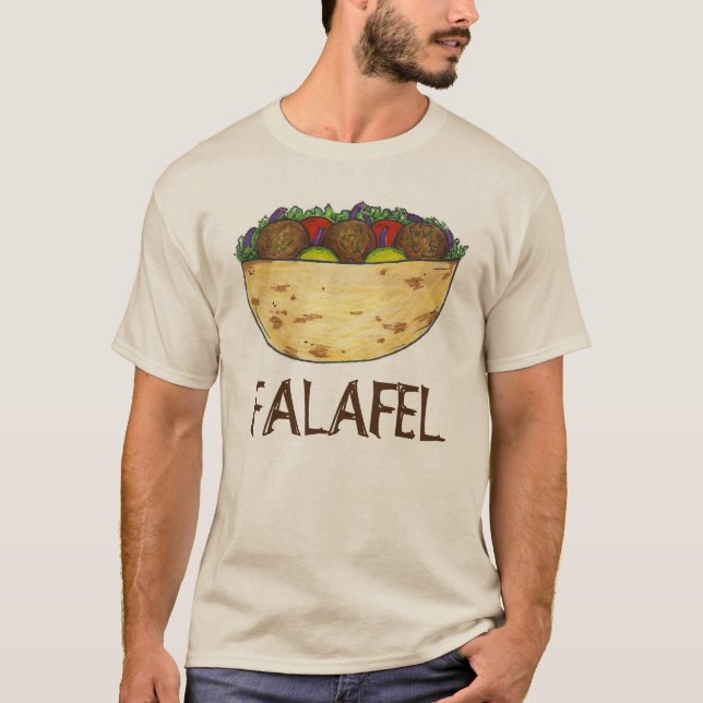 Falafel Stuffed Pita Sandwich Mediterranean Food T Shirt (Framsida)