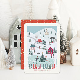 Falala Festive Winter jul Town/Village Photo Julkort