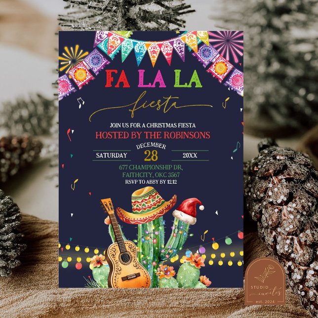Falala Fiesta jul Cactus Julfest Inbjudningar (Skapare uppladdad)