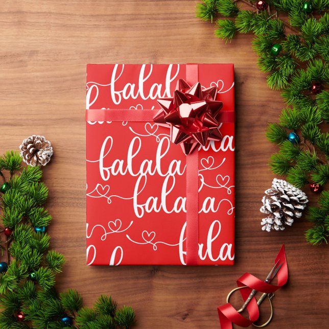 Falala julcitat typografi fin skrift röd presentpapper (Skapare uppladdad)