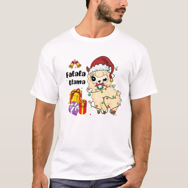 Falala Llama Funny jul T Shirt (Framsida)