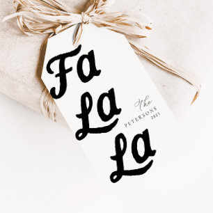 Falala Modern Retro Black & White Play-jul Presentetikett