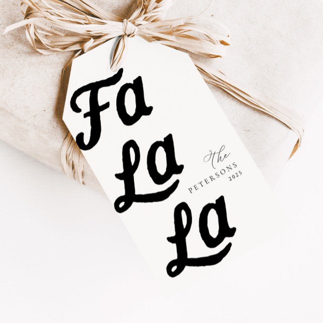 Falala Modern Retro Black & White Play-jul Presentetikett (Skapare uppladdad)