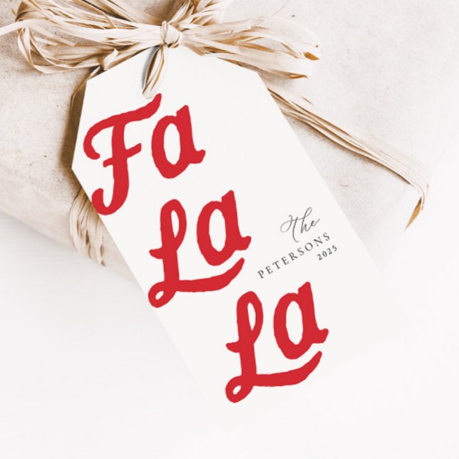 Falala Modern Retro Cranberry Play-jul Presentetikett (Skapare uppladdad)