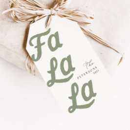 Falala Modern Retro Sage Grönt Präglad jul Presentetikett