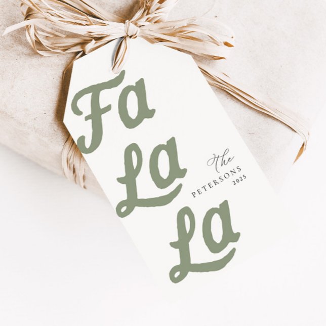 Falala Modern Retro Sage Grönt Präglad jul Presentetikett (Skapare uppladdad)
